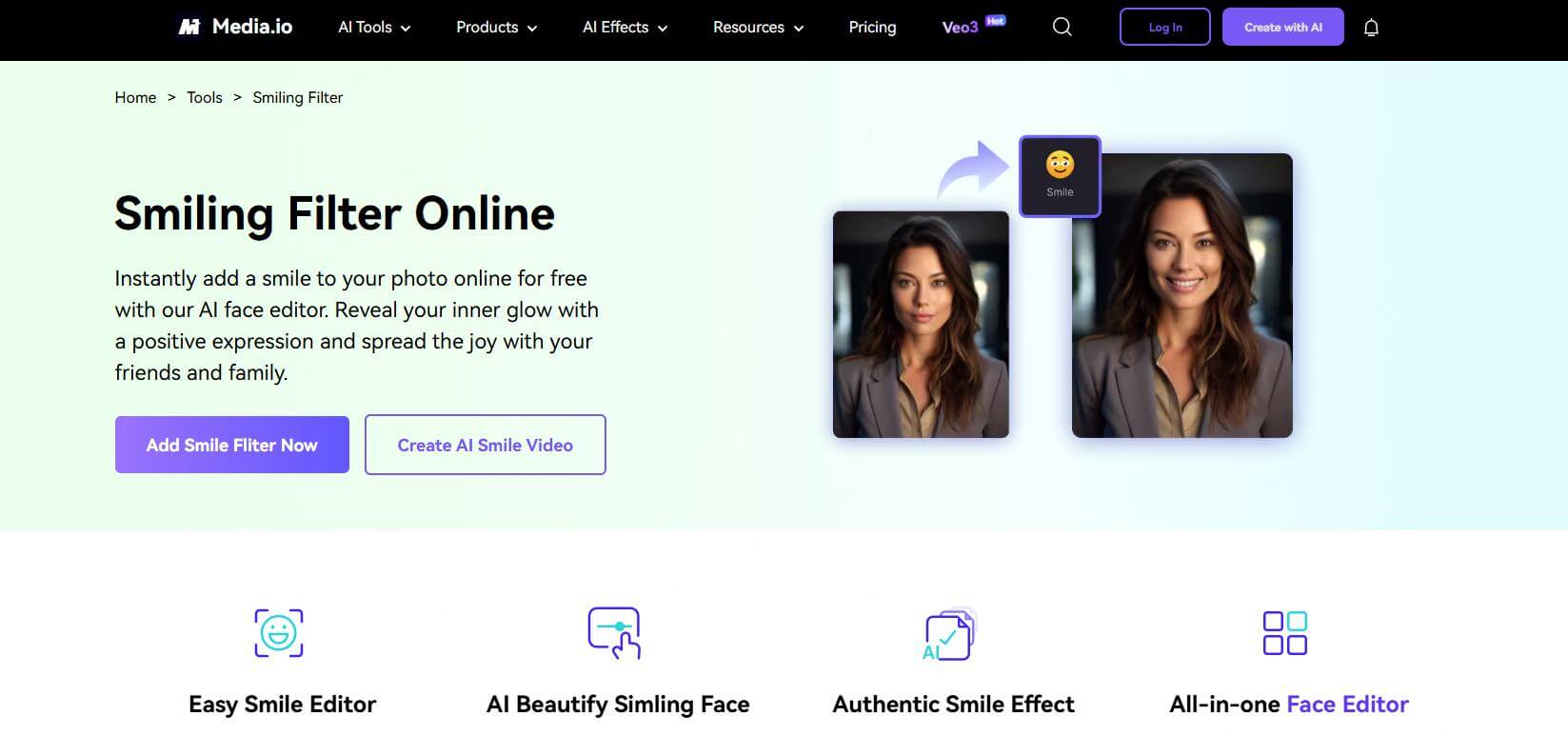 media.io smile filter