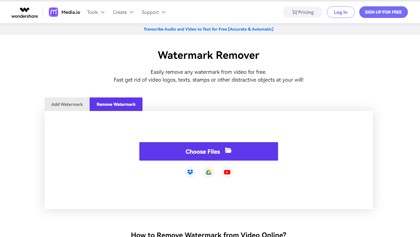 media.io watermark remover choose file