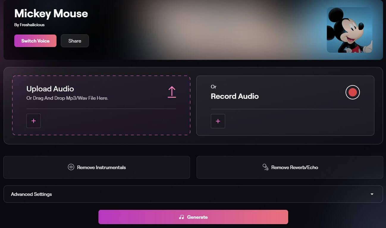 musicfy mickey mouse voice changer