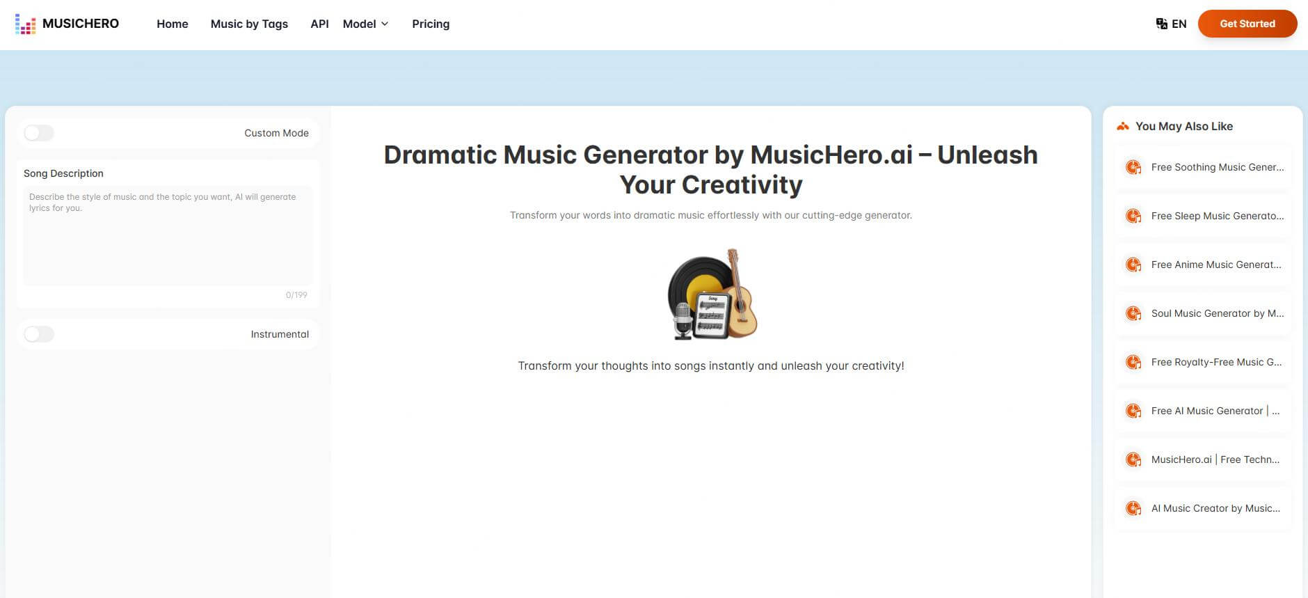 musichero dramatic music generator
