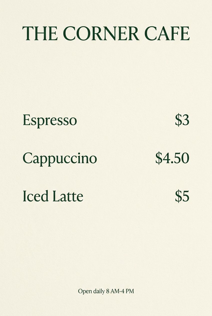 nano banana 2.1 menu text