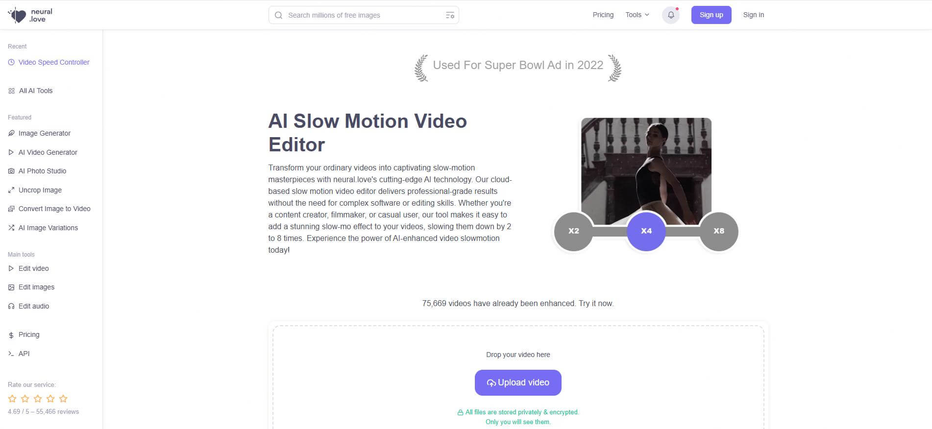 neural.love ai slow motion video sditor