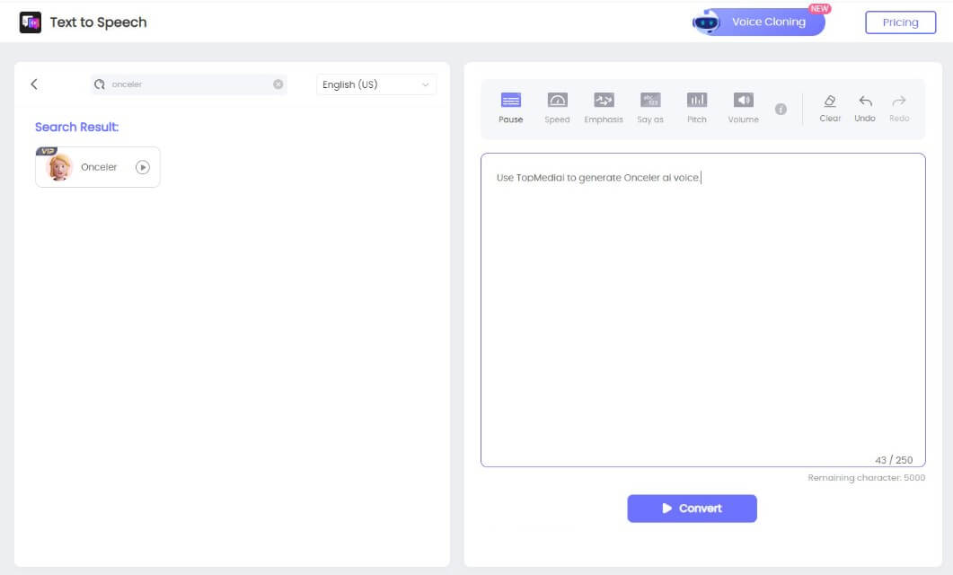 topmediai onceler ai voice