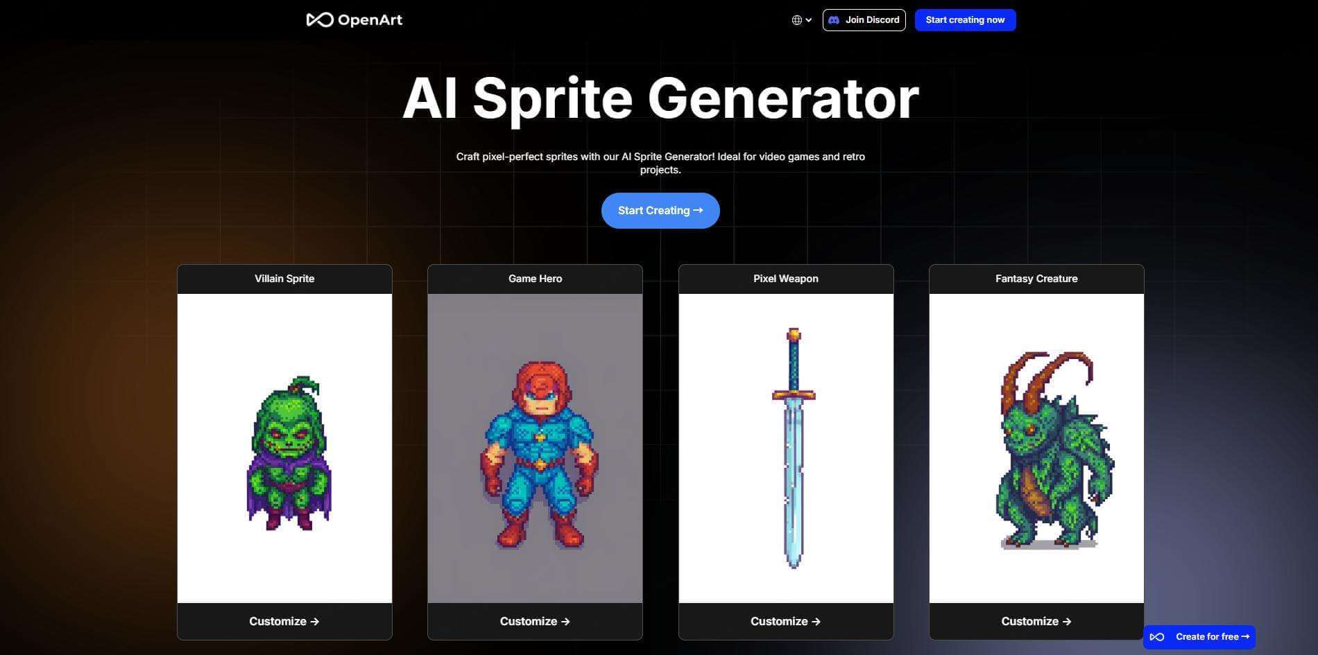 gerador de sprites de IA OpenArt