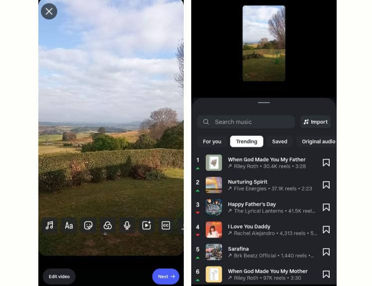 trending instagram audio