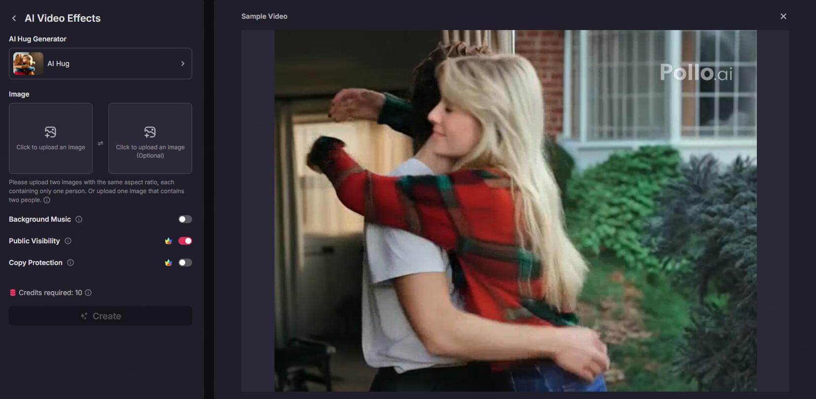 poll ai hug video generator free