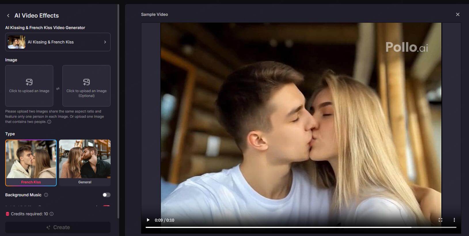 poll ai kissing video generator free