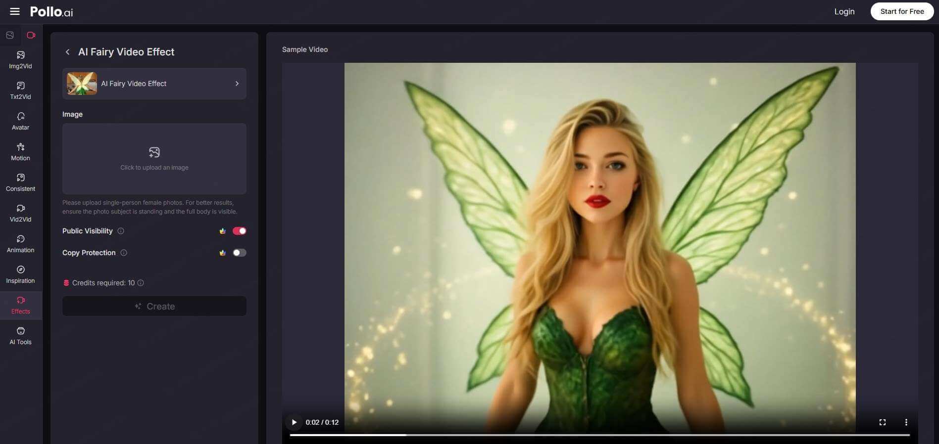 pollo ai fairy video effect