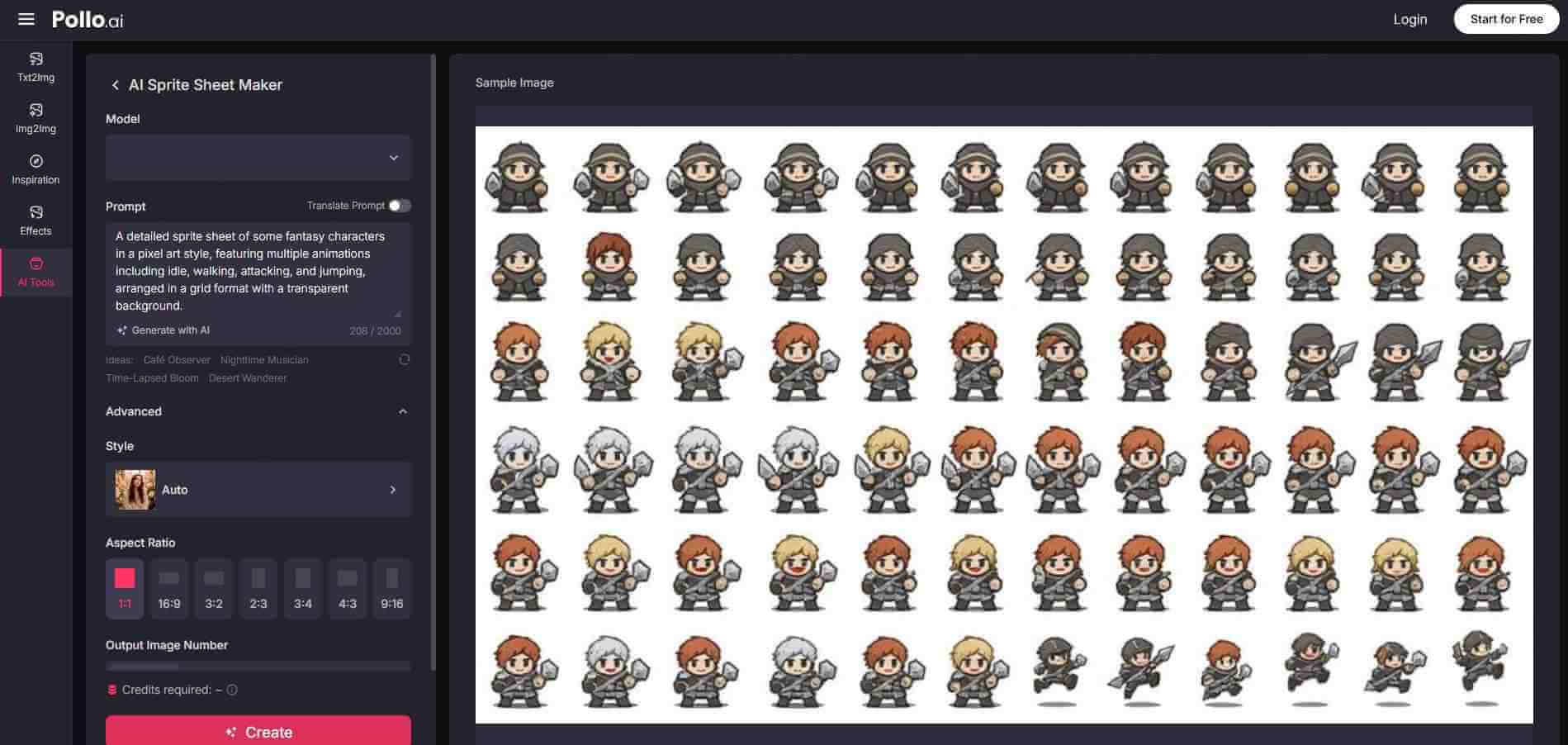 criador de folhas de sprites de IA pollo.ai