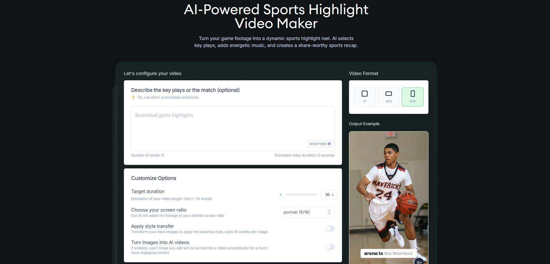 revid.ai sport highlights video maker