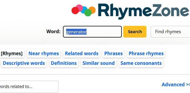 rhymezone rap generator