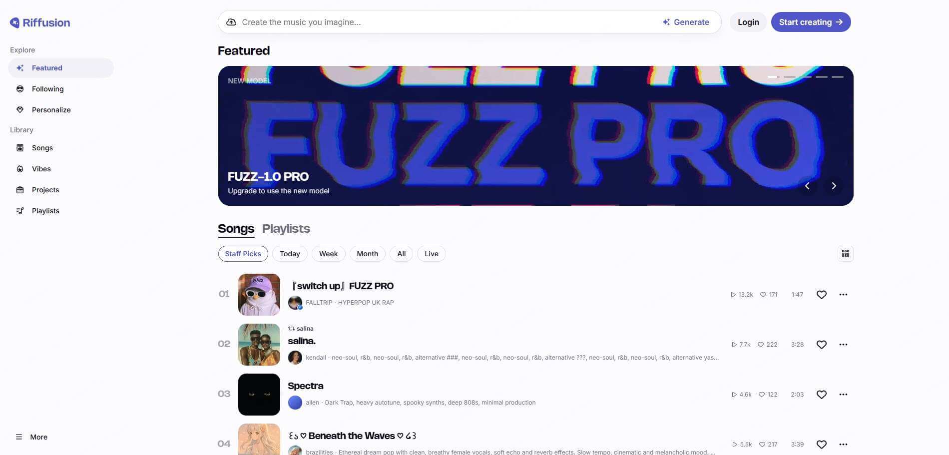 riffusion ai music generator interface