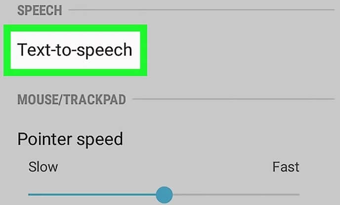 samsung text to speech setting