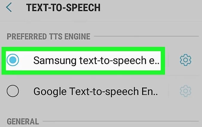 samsung text to speech setting