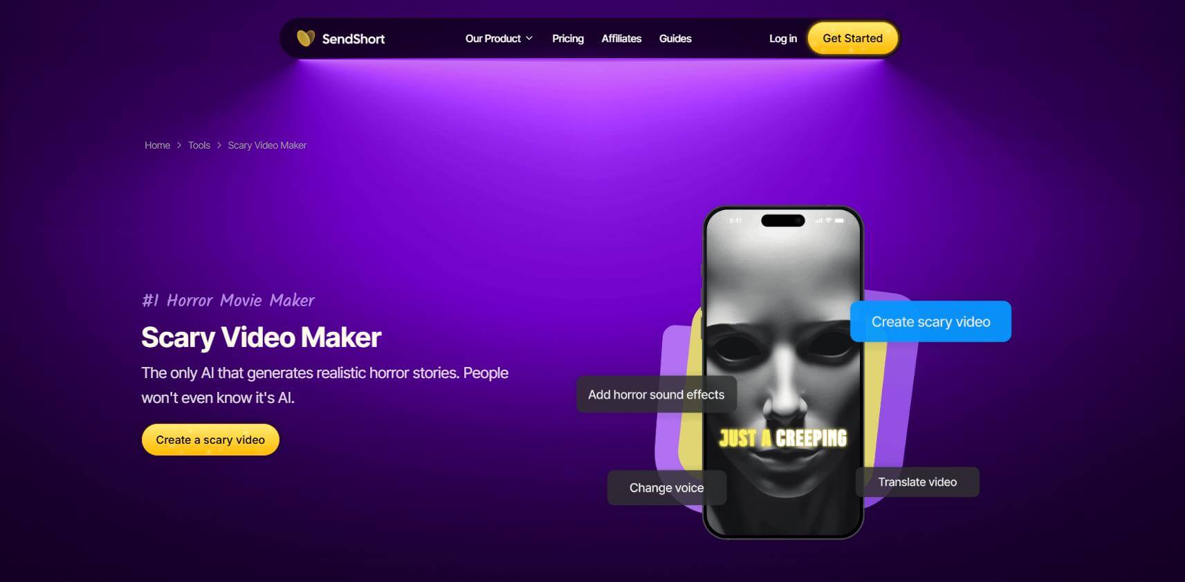 sendshort scary video maker