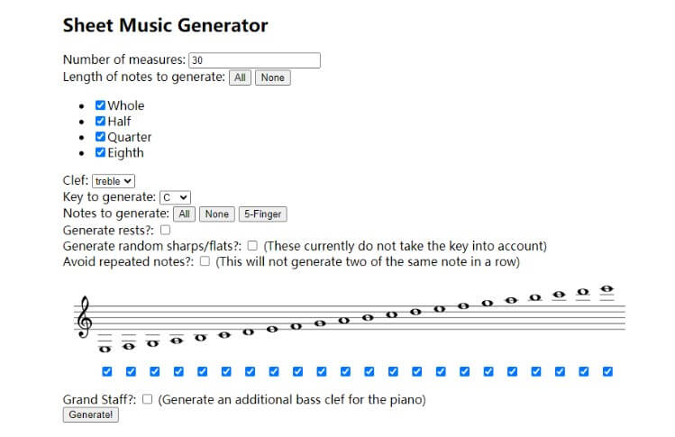 sheet music generator
