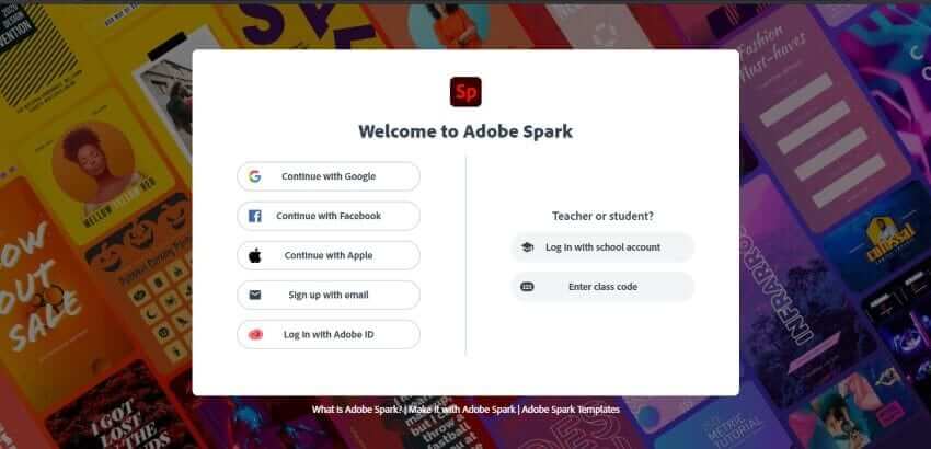 sign up for adobe spark