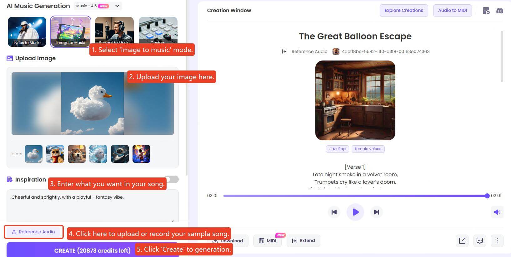 similar song generator image steps