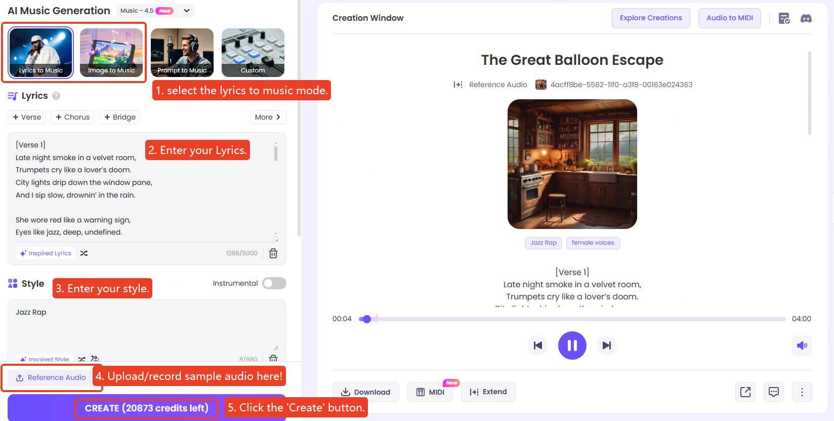 topmediai similar song generator lyrics steps