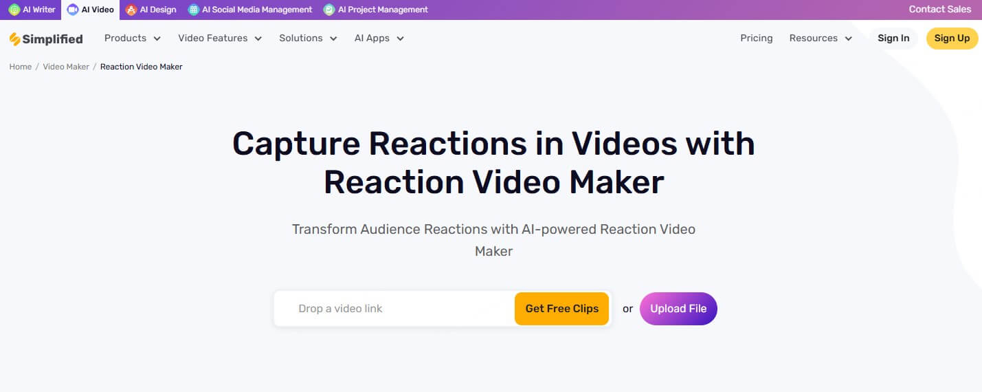 simplified reaction video maker