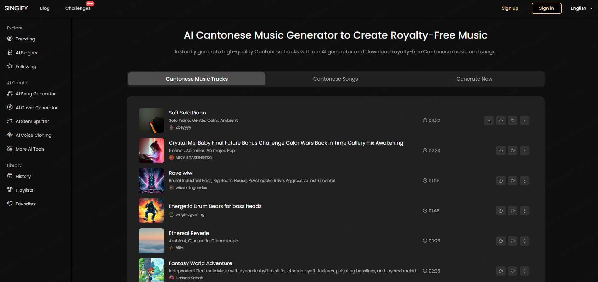 singify ai cantonese music generator