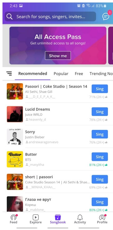 smule vocal remover