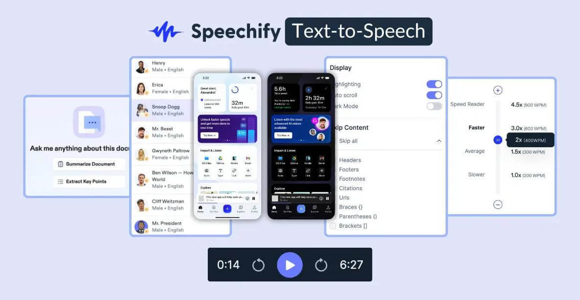 speechify ai book reader