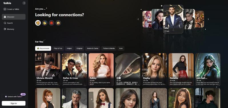 talkie girlfriend interface