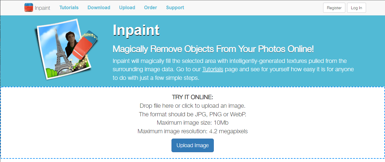the inpaint upload image