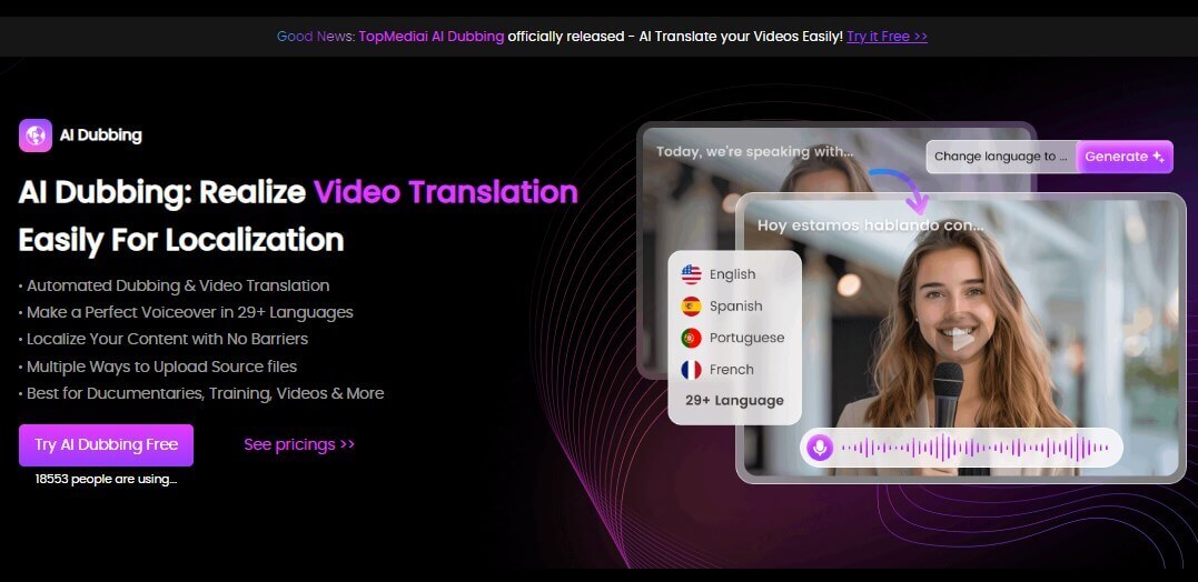 topmediai ai dubbing