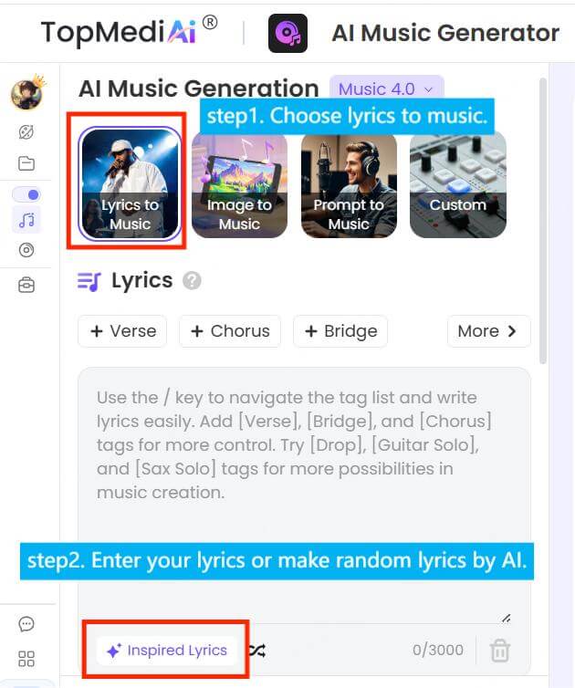topmediai ai music generator lyrics generation guide