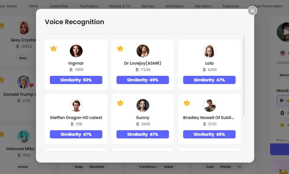 topmediai ai voice finder step3
