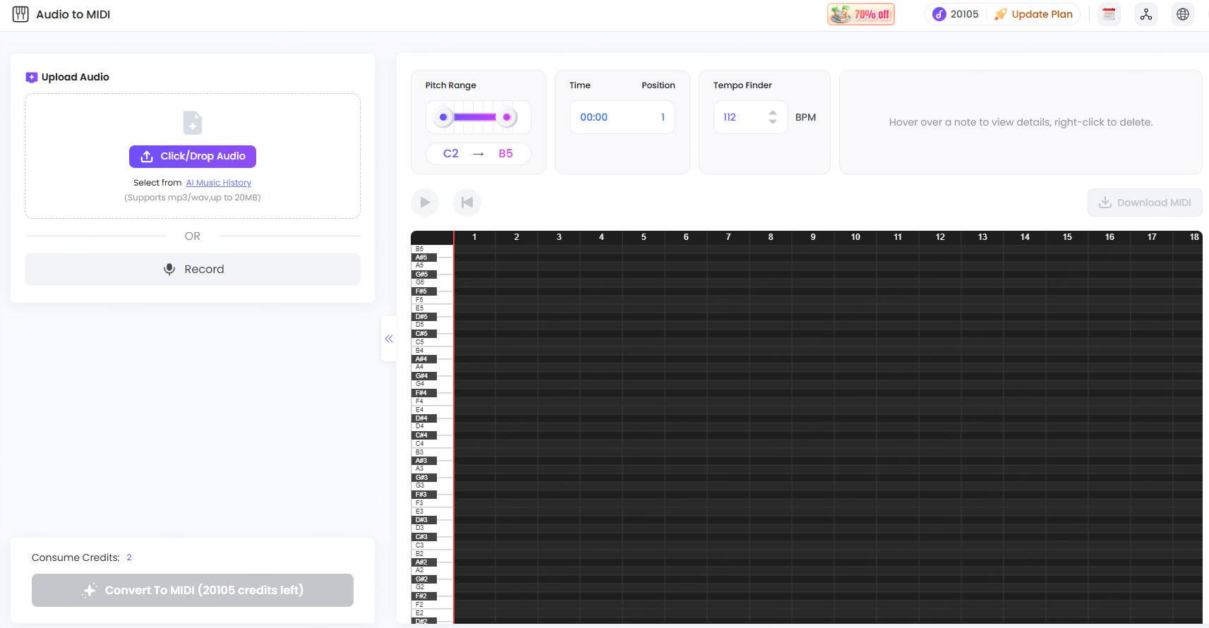 topmediai audio to midi