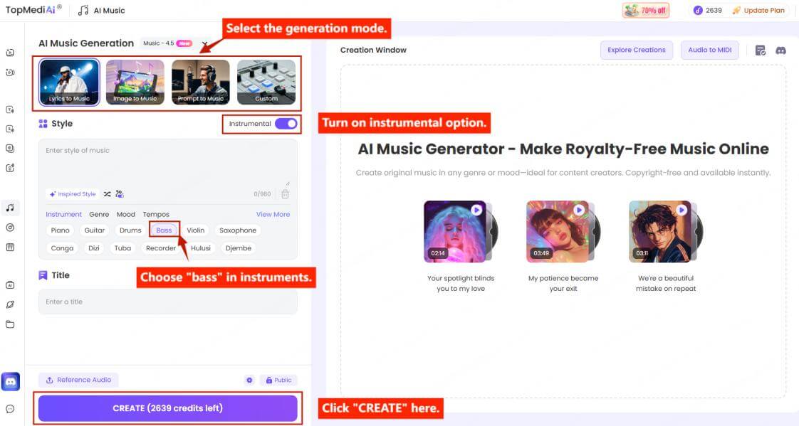 topmediai bass line generator