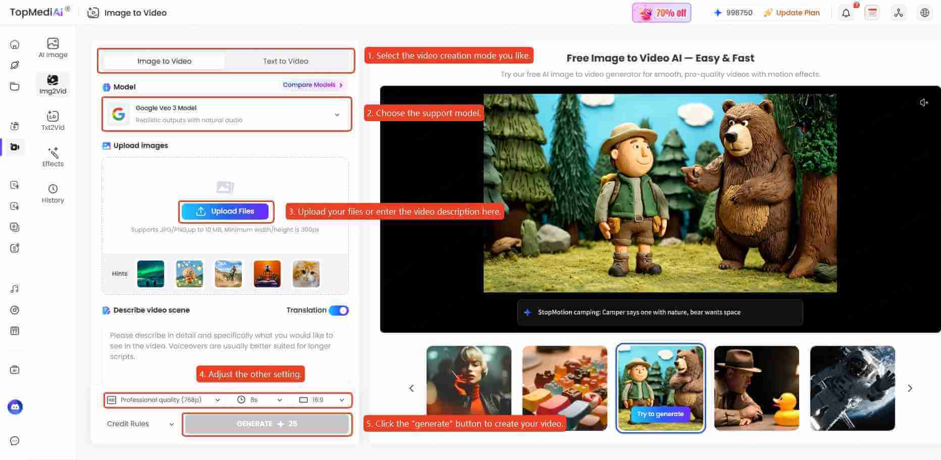 topmediai ai video generation