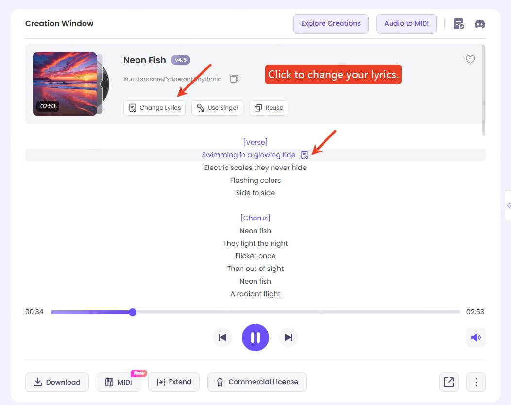 topmediai ai lyrics swap step1