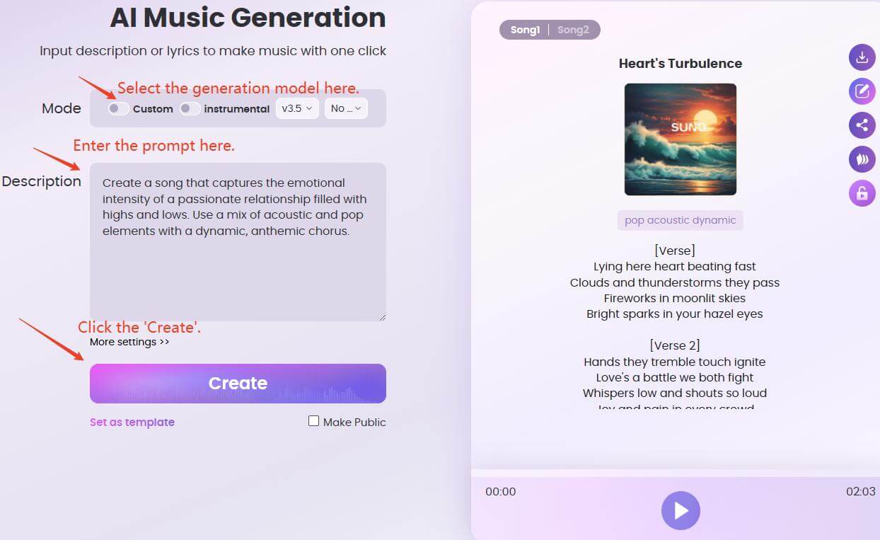 topmediai description to music