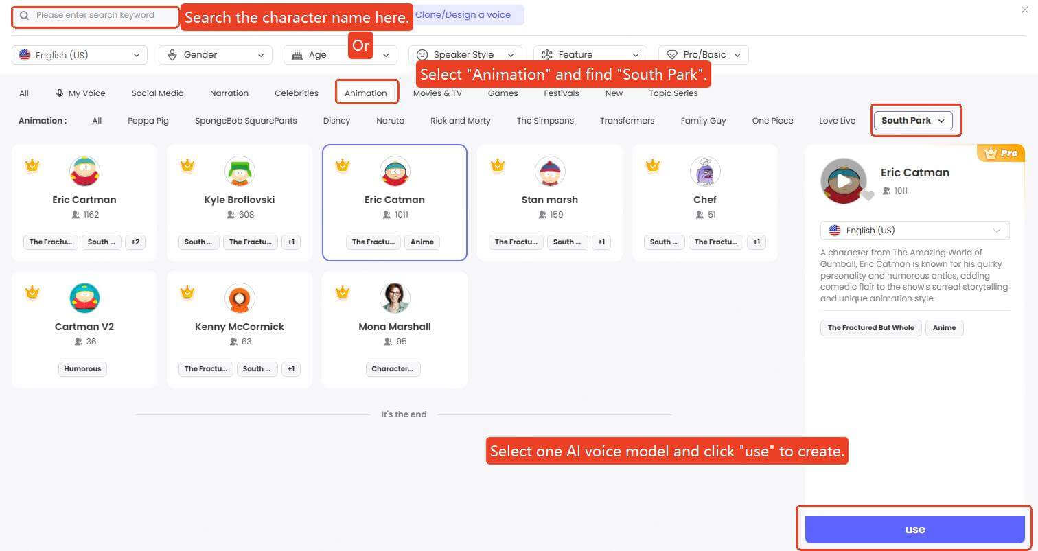 topmediai south park ai voice