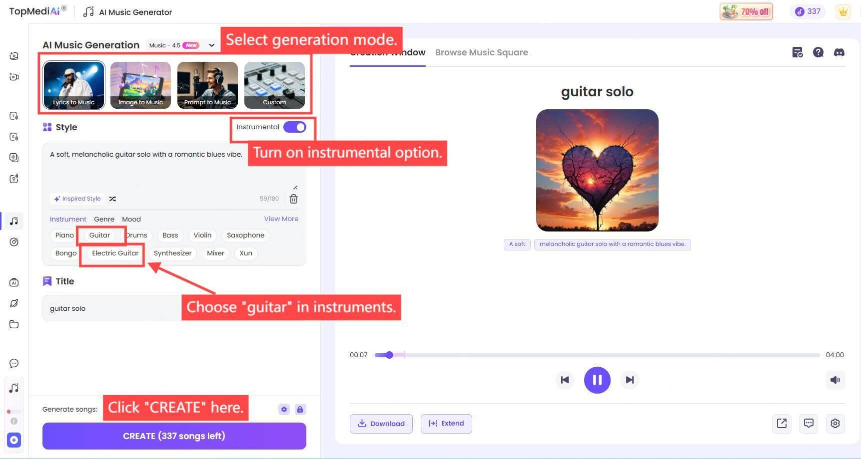 topmediai guitar solo generator