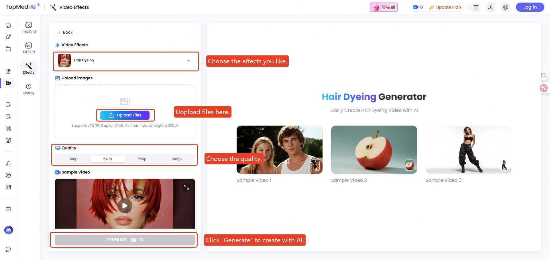 topmediai hair dyeing generator