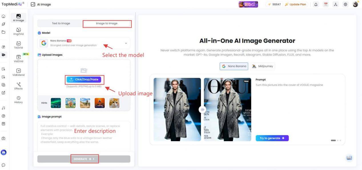 topmediai image to iamge step