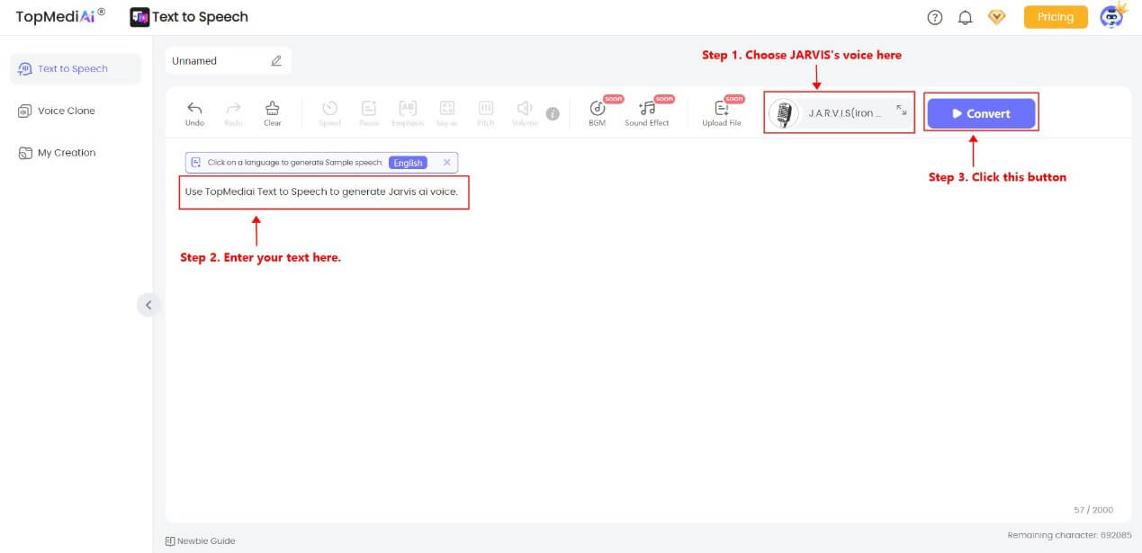 topmediai jarvis voice generator