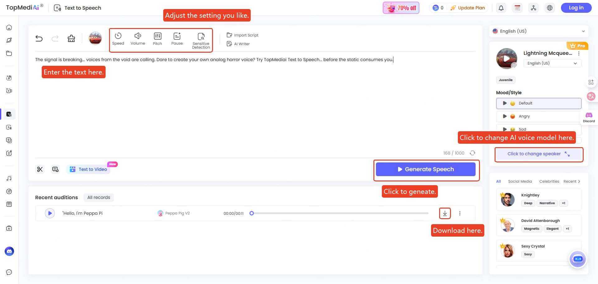 topmediai lightning mcqueen ai voice generator