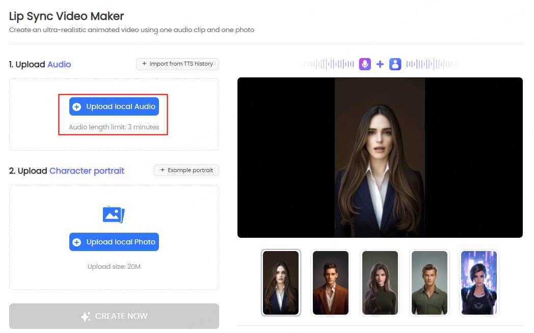 topmediai lip sync step 1 upload audio