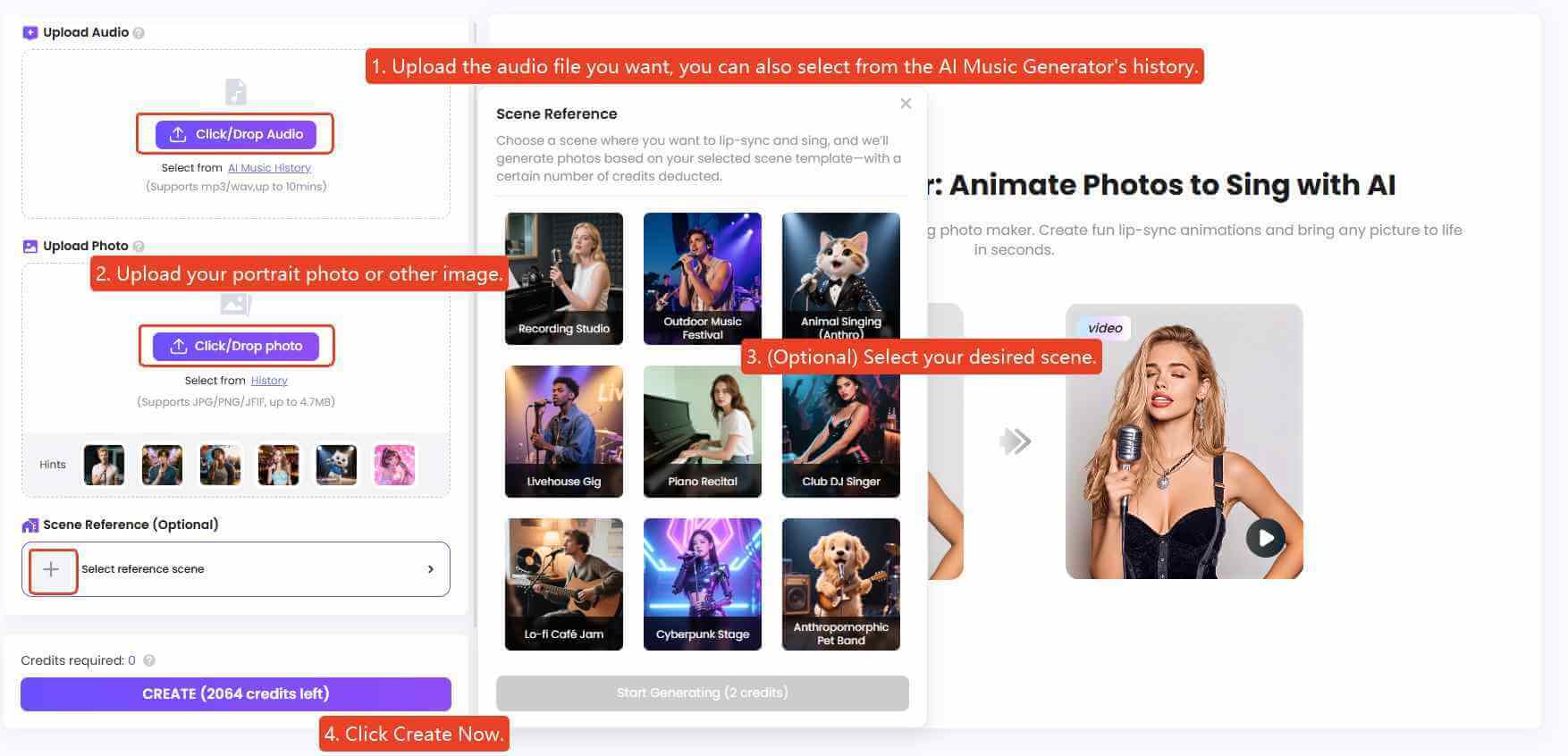 topmediai make photo sing steps