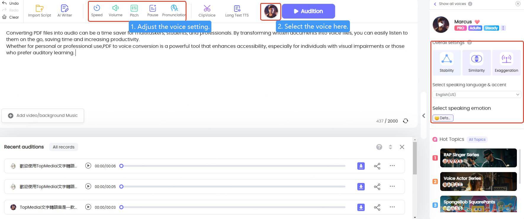 topmediai pdf to audio step 4