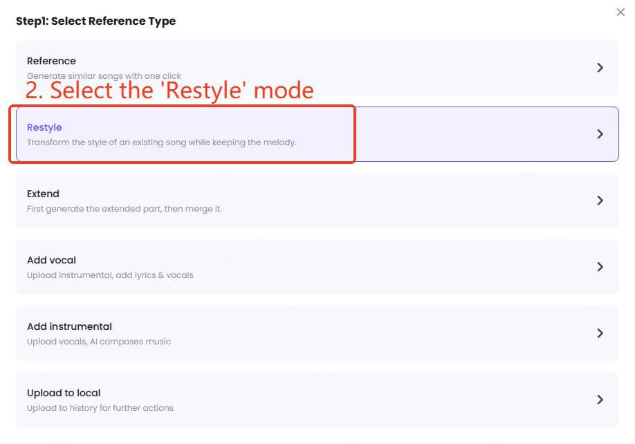topmediai restyle step 2