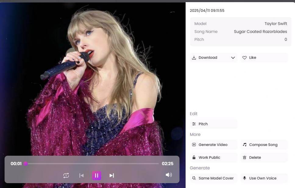 topmediai ai cover result
