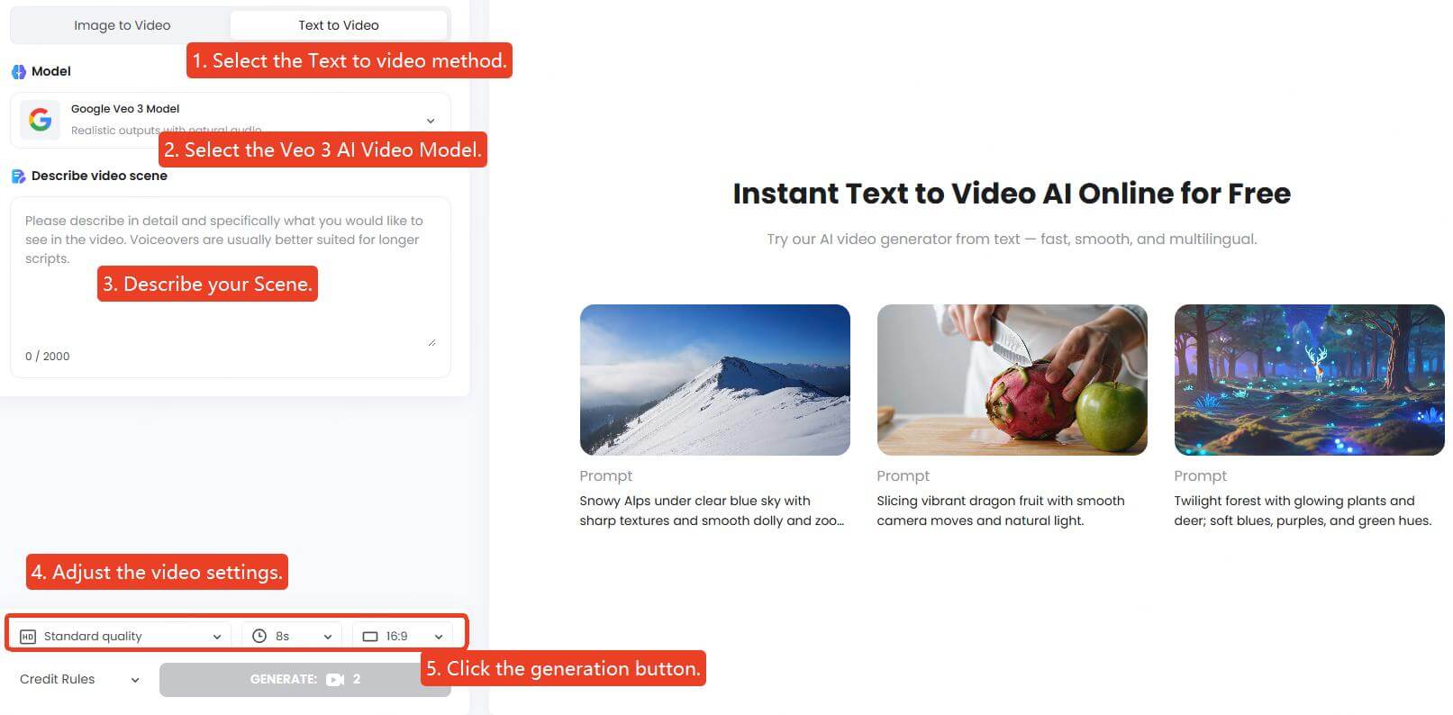 topmediai text to video steps guide