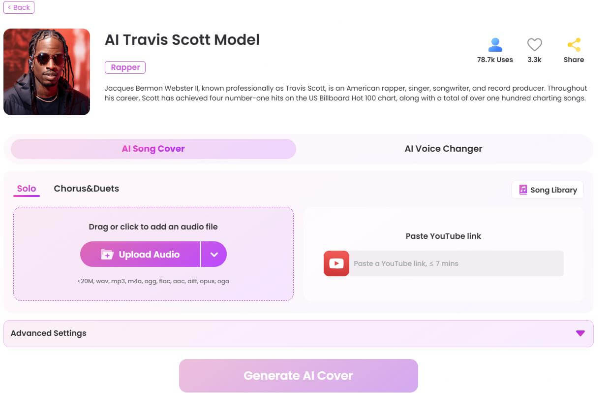 topmediai travis scott upload ai song